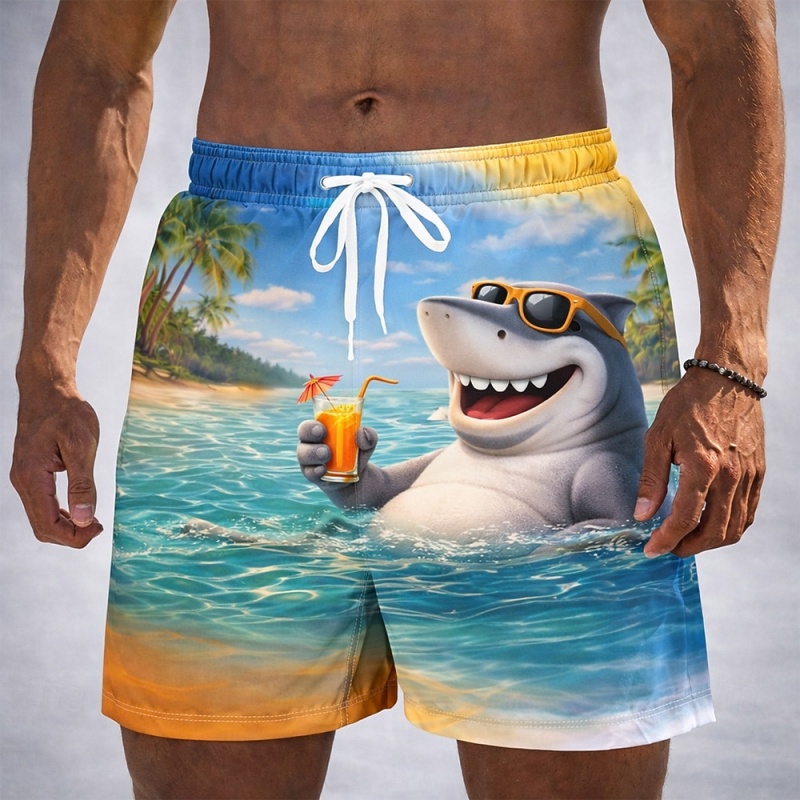 Trunks Board Surf - Funny Vacation Animal Graphic Swim Trunks