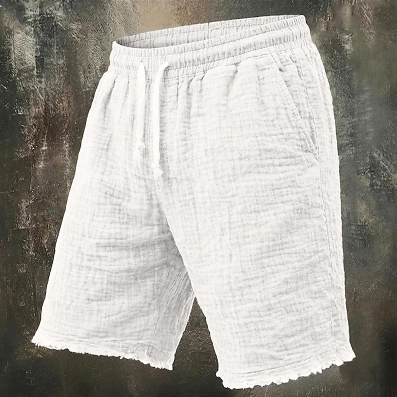 Fashionable Ripped Linen Short - Short Linen Drawstring 评论和价格
