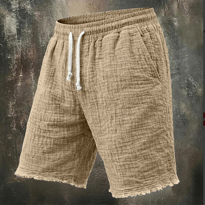 Fashionable Ripped Linen Short - Short Linen Drawstring 评论和价格