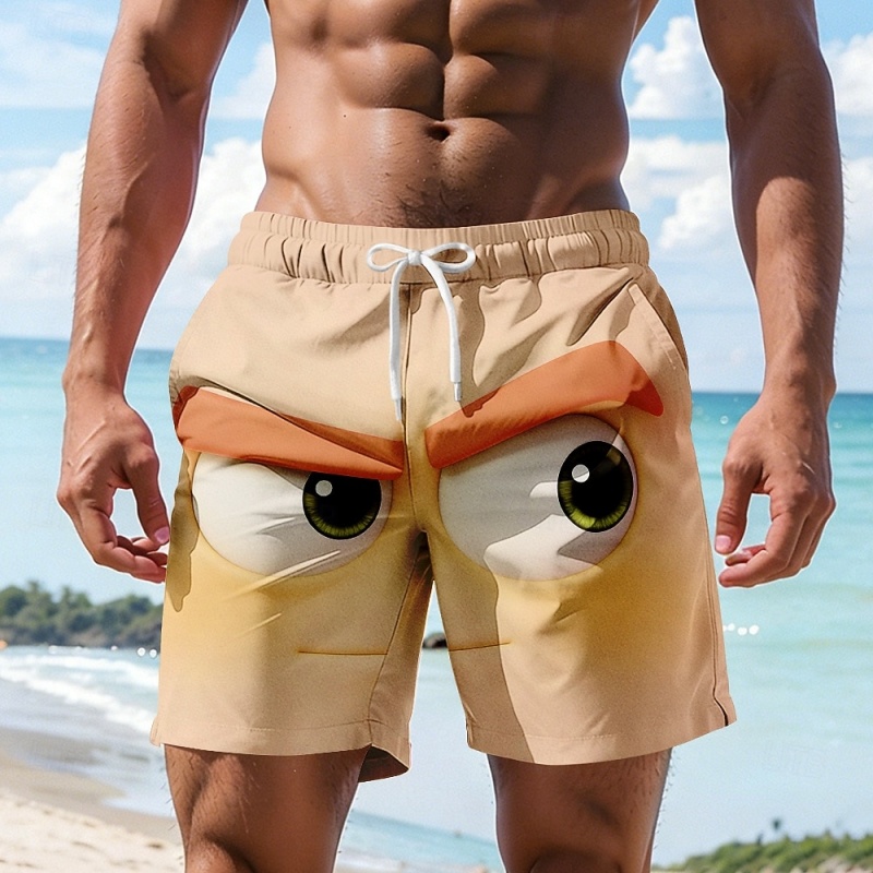 Funny Cartoon Face Graphic Swi - Trunks Board Surf 评论和价格