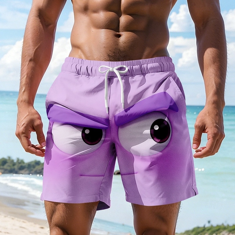 Funny Cartoon Face Graphic Swi - Trunks Board Surf 评论和价格