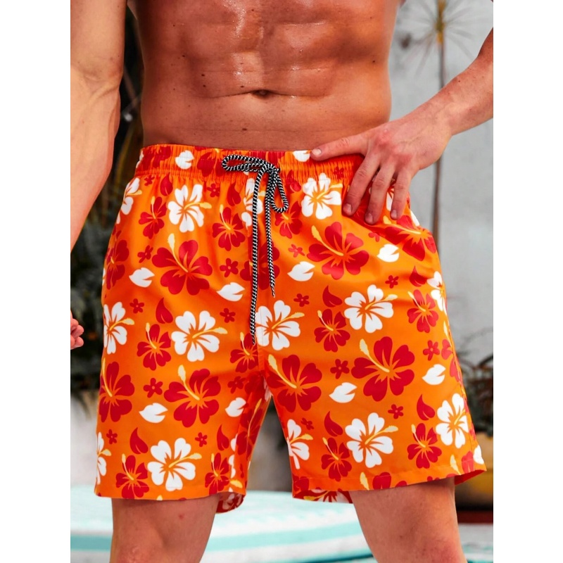Colorful Flower Graphic Swim T - Trunks Board Surf 评论和价格
