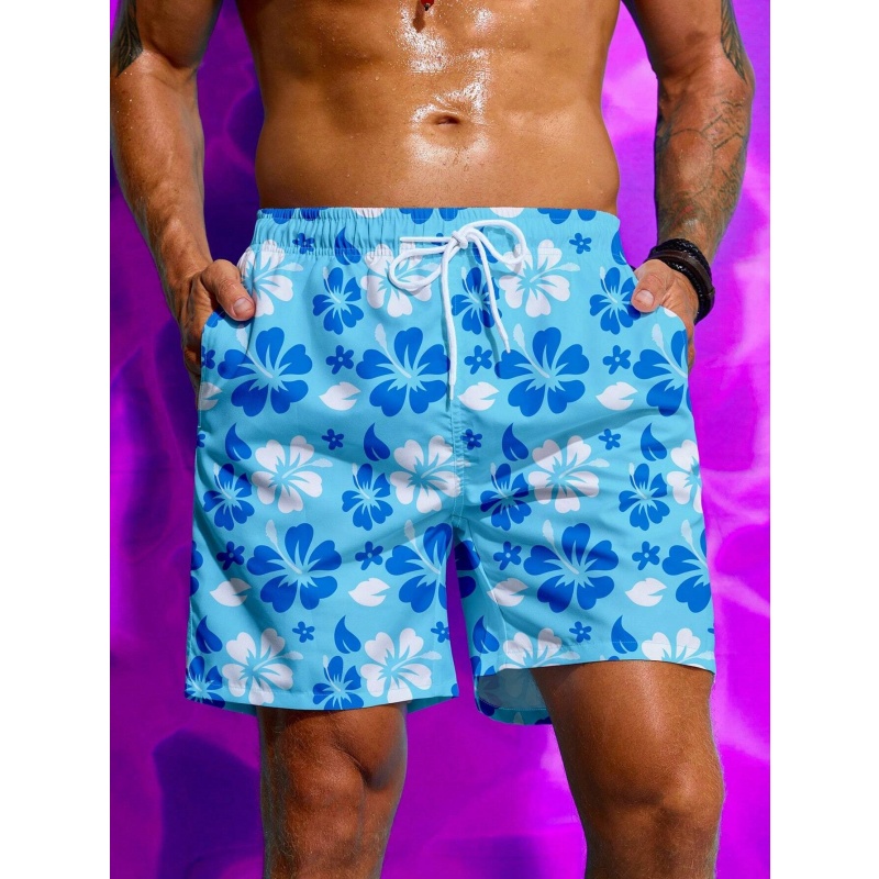 Colorful Flower Graphic Swim T - Trunks Board Surf 评论和价格