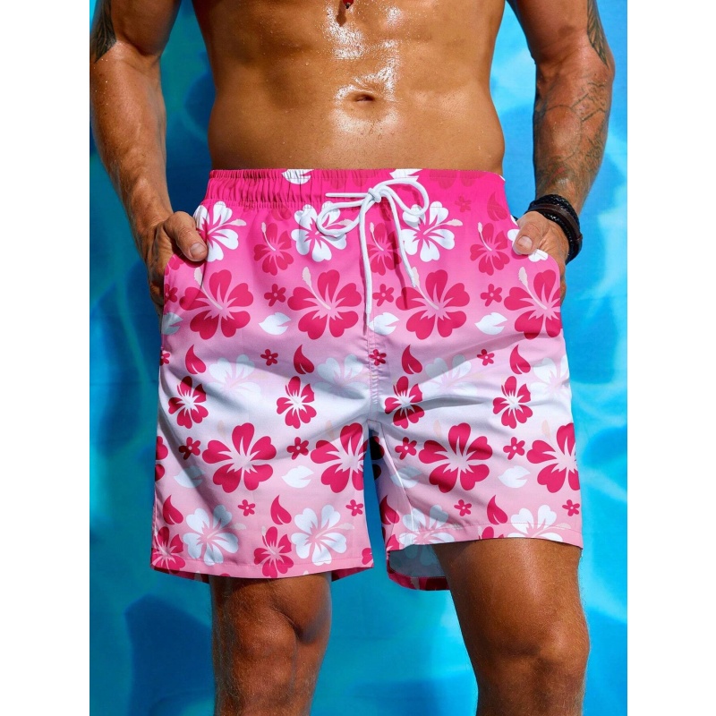 Colorful Flower Graphic Swim T - Trunks Board Surf 评论和价格